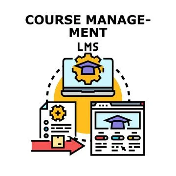 Course management system e learning education technology concept Illustrazione stock