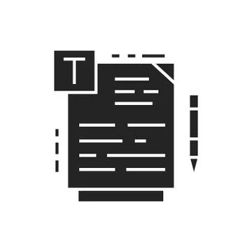 Course material black glyph icon. Online course learning exam. Training progr Stock Illustration