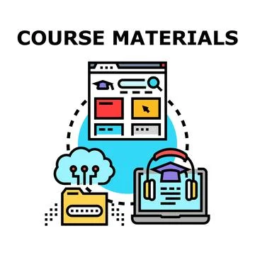 Course materials online learning digital education concept Stock Illustration