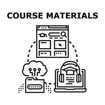 Course materials online learning digital education concept Stock Illustration