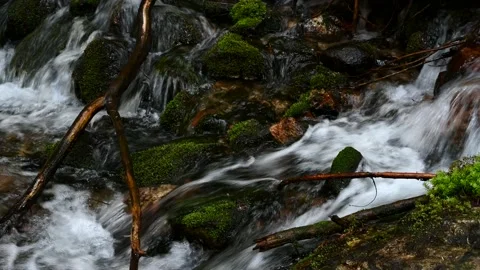 The course of the mountain river in a rocky 4k close-up Stock Footage 137202618