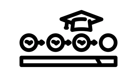 Course progress bar education platform line icon animation Stock Footage 326749378