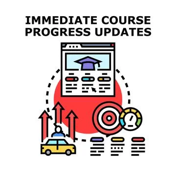 Course progress updates on education platform application Stock Illustration