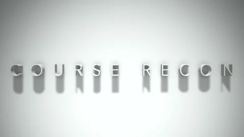 Course recon 3D title animation white text on a white background 스톡 동영상 299372130