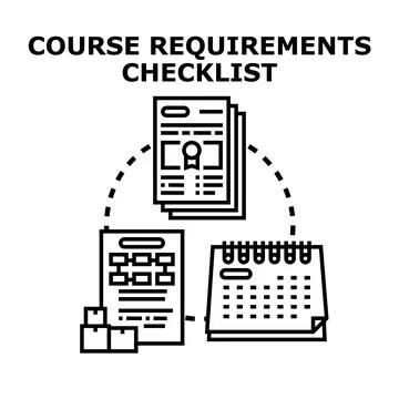 Course requirements checklist planning and organizing education process Stock Illustration