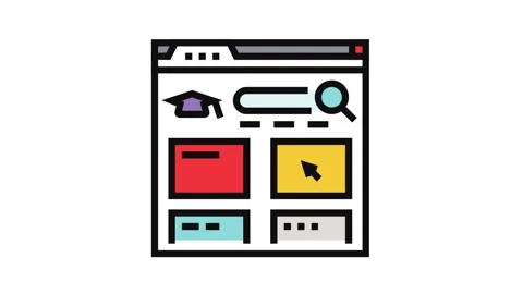 Course search bar education platform color icon animation Stock Footage 326117514
