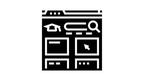 Course search bar education platform glyph icon animation Stock Footage 326144348