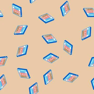 Course search bar education platform isometric icon seamless pattern Stock Illustration