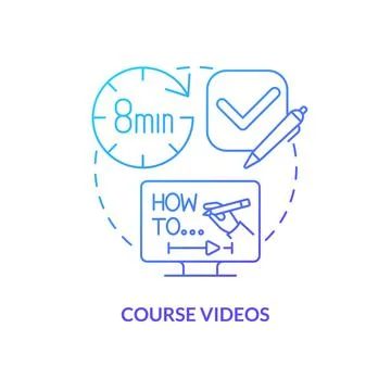 Course videos blue gradient concept icon Stock Illustration