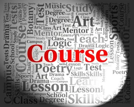 Course Word Represents Program Learned And Training Illustrazione stock