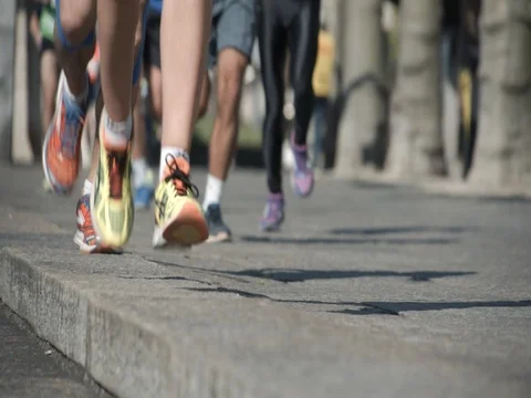 Courses des Ponts, Running competition in Geneva, slow motion. Stock Footage 74445129
