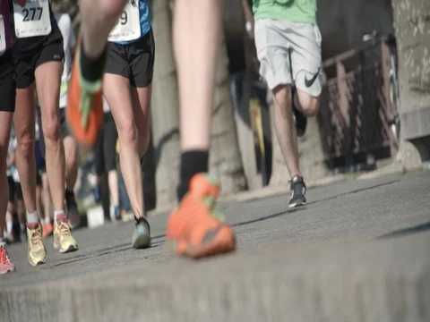 Courses des Ponts, Running competition in Geneva, slow motion. Stock Footage 74445700