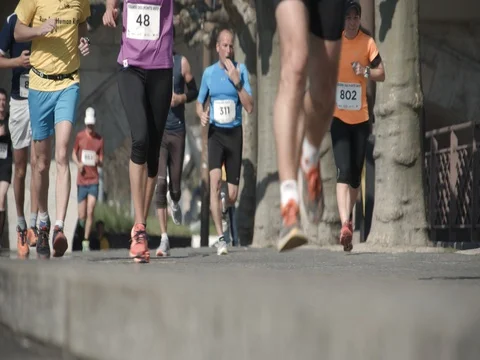 Courses des Ponts, Running competition in Geneva, slow motion. Stock Footage 74447915