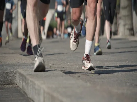 Courses des Ponts, Running competition in Geneva, slow motion. Video stock 74449132