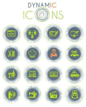Courses dynamic icons Stock Illustration