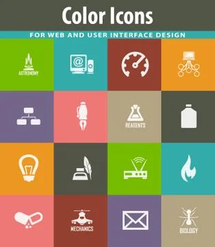 Courses school icons set Illustrazione stock