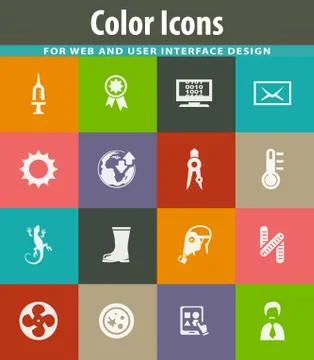 Courses school icons set Illustrazione stock