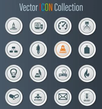 Courses school icons set 스톡 일러스트