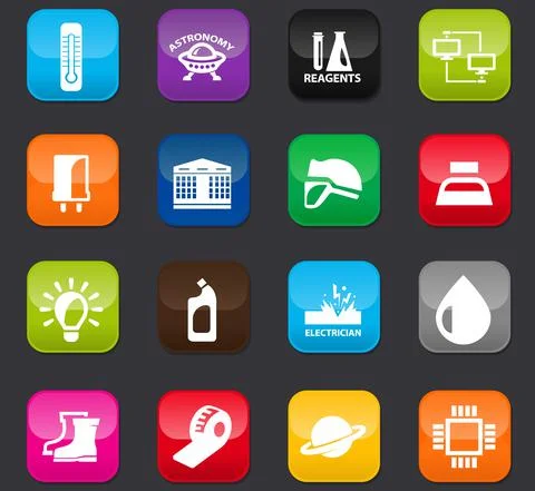 Courses school icons set 스톡 일러스트