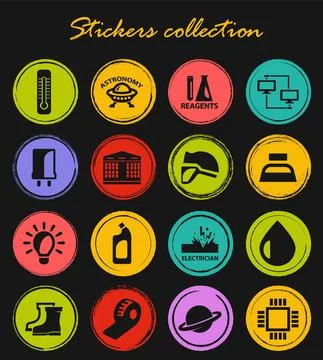 Courses school icons set 스톡 일러스트