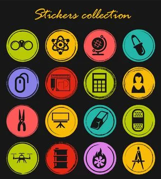 Courses school icons set Stock Illustration