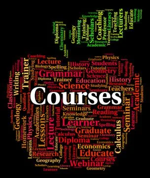 Courses Word Represents Study Schedules And Learn 스톡 일러스트