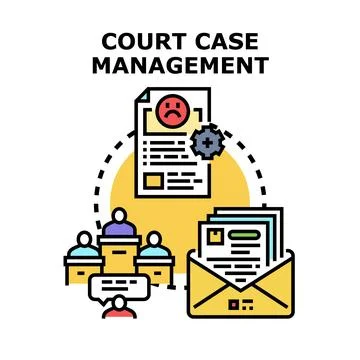 Court case management system processing legal documents and legal communicati Ilustración de archivo