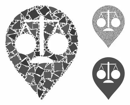 Court map marker Composition Icon of Rough Elements Stock Illustration