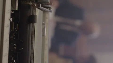 Court room stenographer typing a transcript of a trial Stock Footage 268034256