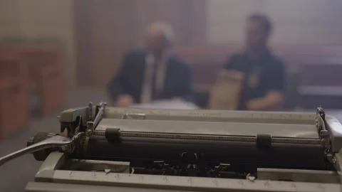 Court room transcript being typed by a stenographer Stock Footage 268046917