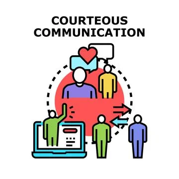 Courteous communication concept with people interacting online Stock Illustration