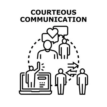 Courteous communication concept with people interacting online Stock Illustration