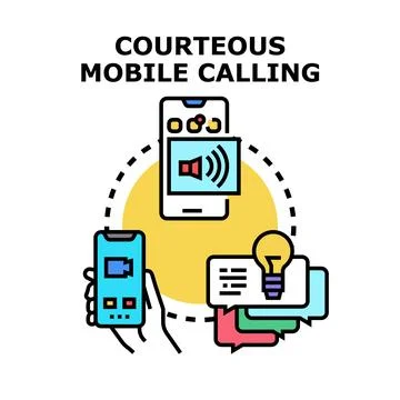 Courteous mobile calling for communication etiquette and business Stock Illustration