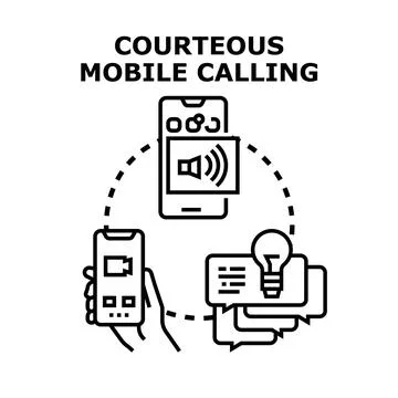Courteous mobile calling for communication etiquette and business Stock Illustration