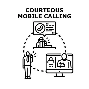 Courteous mobile calling representing communication etiquette concept Stock Illustration