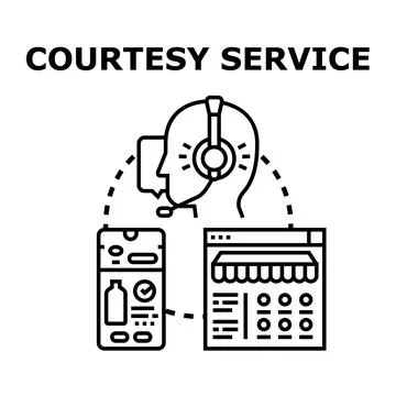 Courtesy service concept vector providing customer support Illustrazione stock