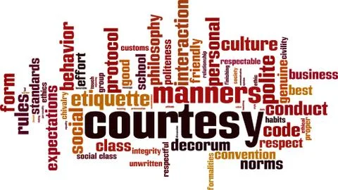 Courtesy word cloud Illustrazione stock