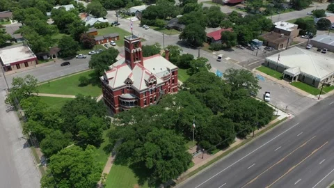 Courthouse and Grounds on the Town Square, Giddings, Texas, USA Stock Footage 142106922