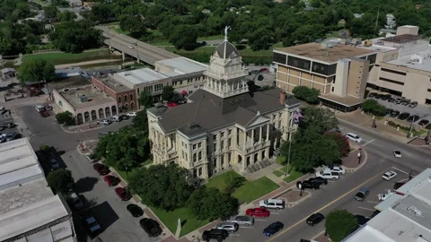 Courthouse and river behind, town square, Belton, Texas, USA Stock Footage 142108076