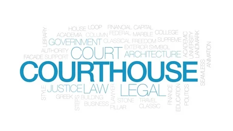 Courthouse animated word cloud. Kinetic typography. Stock Footage 106393272