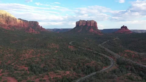Courthouse Bluff and Bell Rock in Sedona Arizona, 4k drone shot, aerial footage Stock Footage 283088326