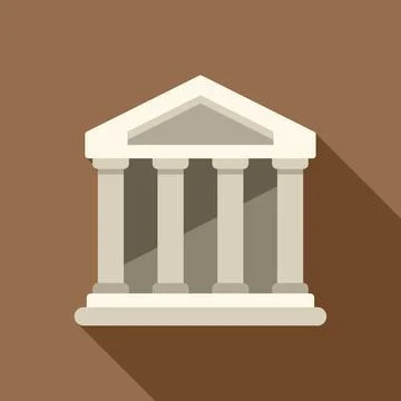 Courthouse building with columns and triangular roof, symbolizing justice, la Ilustración de archivo