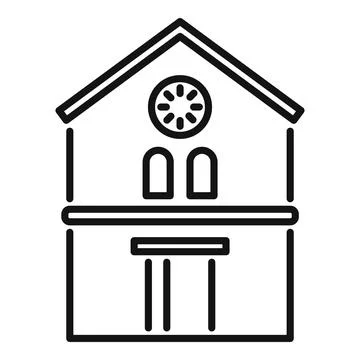 Courthouse building facade with columns and round window drawing Ilustración de archivo