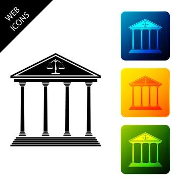 Courthouse building icon isolated on white background. Set icons colorful square Ilustración de archivo