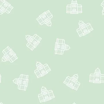 Courthouse building line seamless pattern Stock Illustration