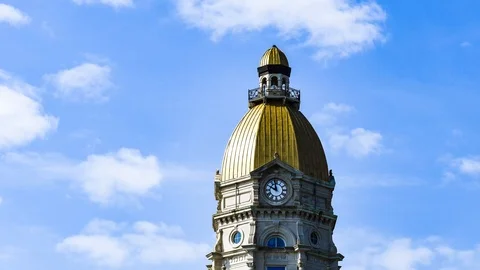 Courthouse Clock and Clouds Time Lapse Stock Footage