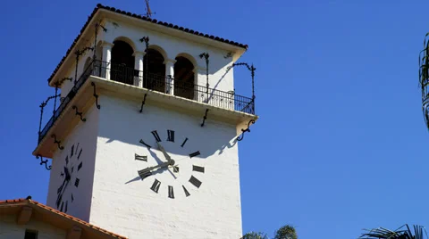Courthouse Clock Tower in Santa Barbara, CA Stock Footage 35198739