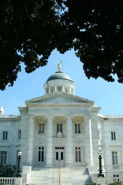 Courthouse framed by trees Stock Photos