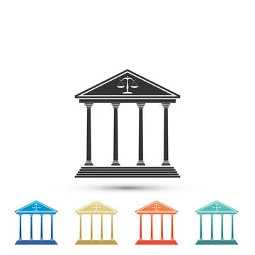 Courthouse icon isolated on white background. Set elements in colored icons Stock Illustration