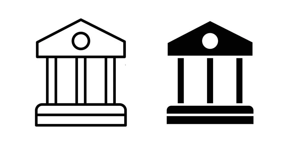 Courthouse icon set modern line and solid style collection. Stock Illustration